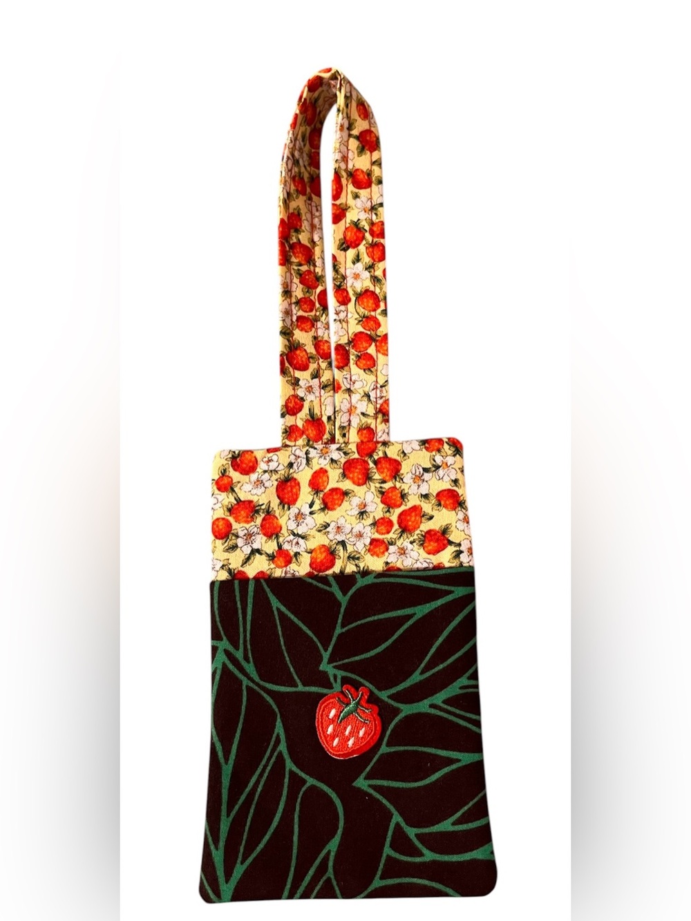 Strawberry Print Yellow & Black Gift Tag